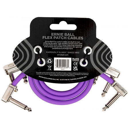 6453 Câble de patch Flex 30 cm Pack de 3 Purple Ernie Ball