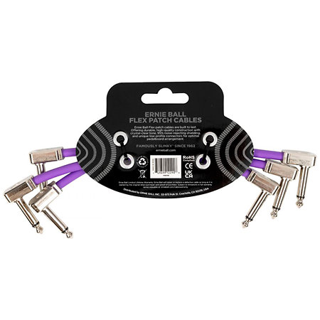 6452 Câble de patch Flex 15 cm Pack de 3 Purple Ernie Ball