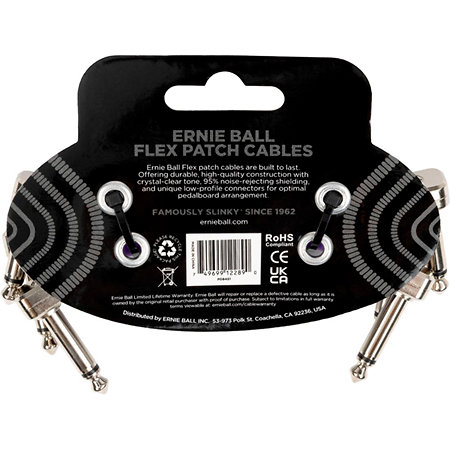 6451 Câble de patch Flex 7,5 cm Pack de 3 Purple Ernie Ball