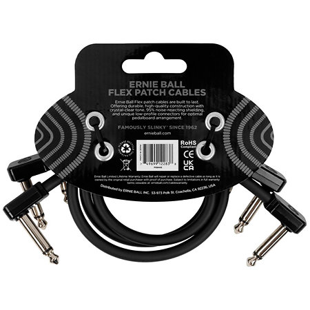 6445 Câble de patch Flex 30 cm Pack de 3 Black Ernie Ball
