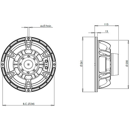 B&C Speakers 10NDL64 8 Ohm Push Buttons