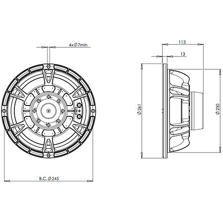10NW64 16 Ohm Push Buttons B&C Speakers