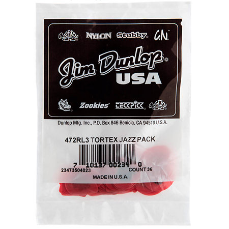 472RL3 Tortex Jazz III Light Sachet de 36 Dunlop