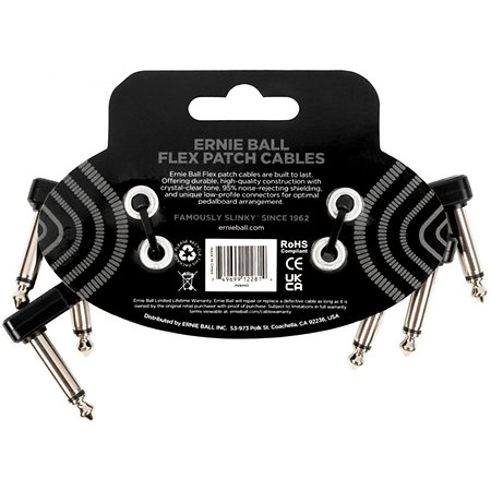 6443 Câble de patch Flex 7,5 cm Black Ernie Ball