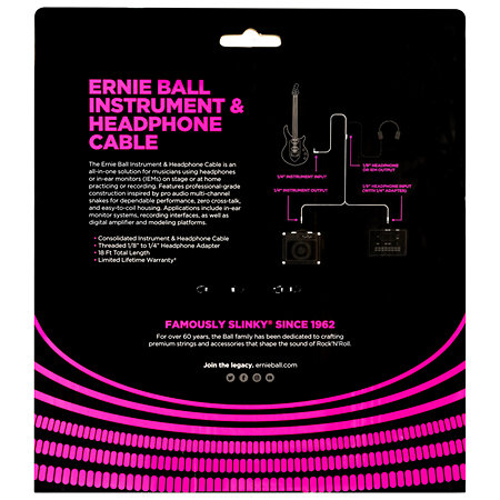 6411 Câble pour instrument et casque Ernie Ball
