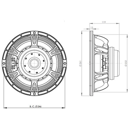 10NW76 16 Ohm Push Buttons B&C Speakers