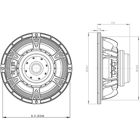 10NW76 8 Ohm Push Buttons B&C Speakers
