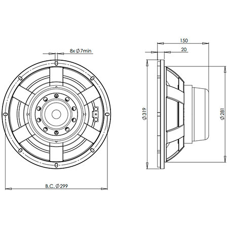 12BG100 16 Ohm Push Buttons B&C Speakers