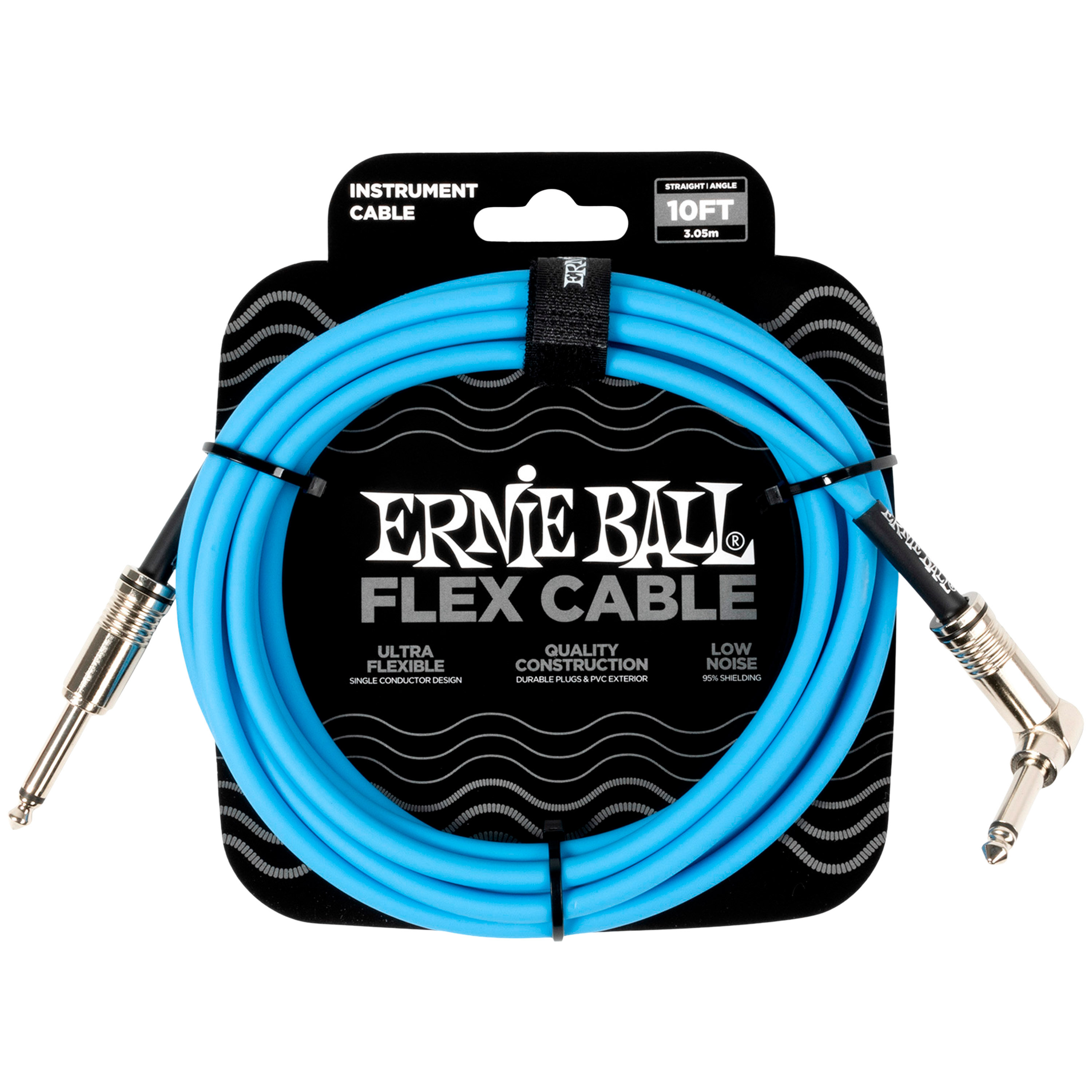 Ernie Ball 6464 Flex Instrument Cable Straight / Angle Jack 10' Blue 3m ...