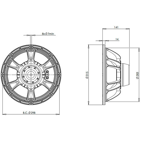 12NDL76 16 Ohm B&C Speakers