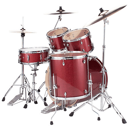 Export Rock 22'' 5 fûts Black Cherry Glitter EXX725BRC-704 + Pack de cymbales Sabian SBR Pearl