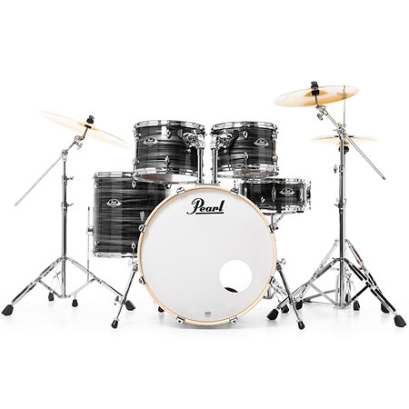 Export Rock 22'' 5 fûts Graphite Silver Twist EXX725BRC-778 + Pack de cymbales Sabian SBR Pearl