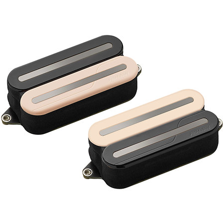 PRF-MO6-SVB Set Neck/Bridge Fluence Open Core Modern Humbucker 6 Cordes Reverse Zebra with Black Nickel Blades Fishman