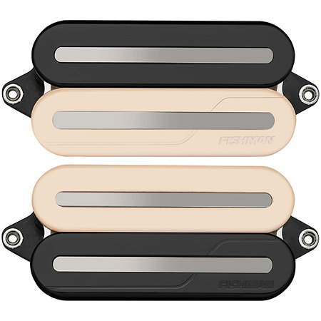 PRF-MO6-SVB Set Neck/Bridge Fluence Open Core Modern Humbucker 6 Cordes Reverse Zebra with Black Nickel Blades Fishman