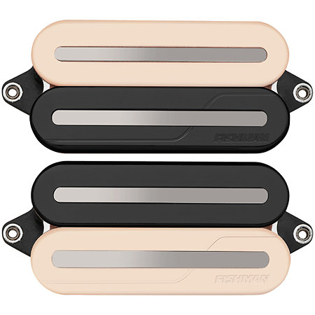 Fishman PRF-MO6-SZB Set Neck/Bridge Fluence Open Core Modern Humbucker 6 Cordes Zebra with Black Nickel Blades