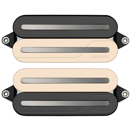 PRF-MO7-SVB Set Neck/Bridge Fluence Open Core Modern Humbucker 7 Cordes Reverse Zebra with Black Nickel Blades Fishman