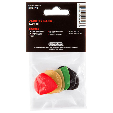 PVP103 Variety Pack Jazz Sachet de 6 médiators Dunlop