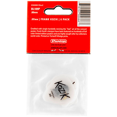 BL109P60 Frank Kozik 0,60 mm Sachet de 6 Dunlop