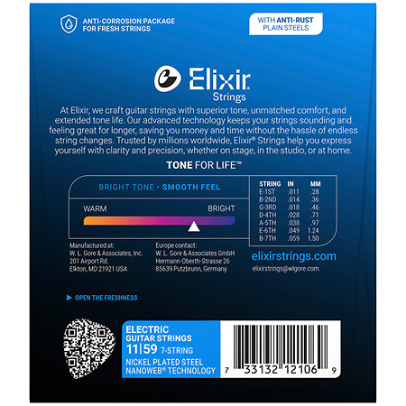 12106 Nanoweb 7 cordes Medium 11-59 Elixir