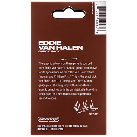 EVHR07 EVH Shark Guitar Max Grip Sachet de 6 Dunlop