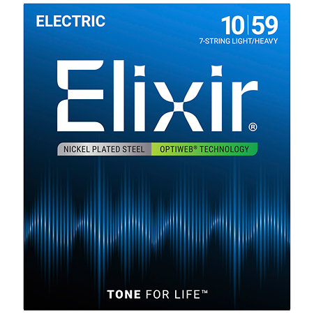 Elixir 19074 Optiweb 7 Cordes Light Heavy 10-59