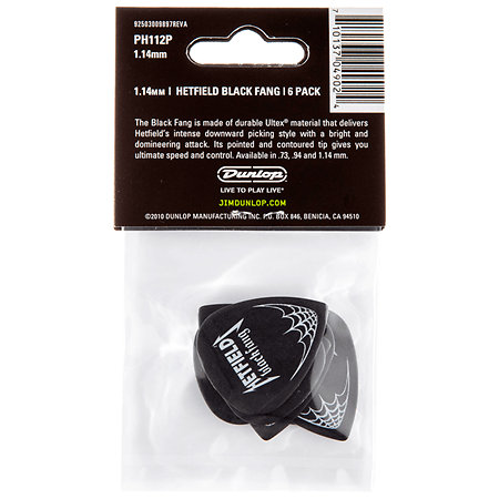 PH112P114 Ultex Hetfield's Black Fang 1,14 mm Sachet de 6 Dunlop