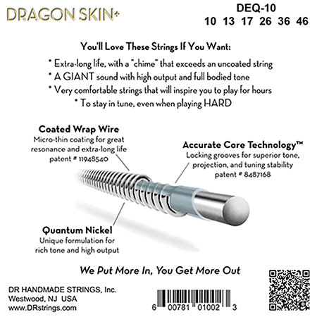 Dragon Skin+ Quantum Nickel electric guitar Medium 10-46 DR Strings