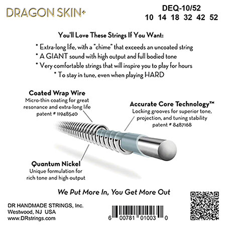 Dragon Skin+ Quantum Nickel electric guitar Medium 10-52 DR Strings