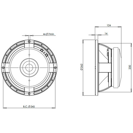 10PLB76 8 Ohm Push Buttons B&C Speakers