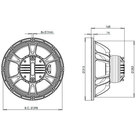 12HCX76 4+16 Ohm B&C Speakers