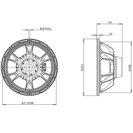 12NDL76 16 Ohm Push Buttons B&C Speakers