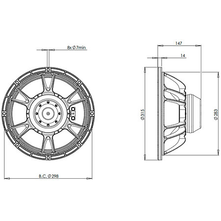 B&C Speakers 12NW76 16 Ohm Push Buttons