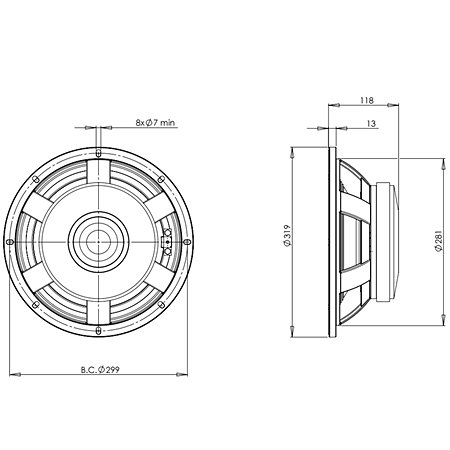 12PS100 4 Ohm Push Buttons B&C Speakers