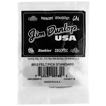 8012 Felt Pick Standard Sachet de 12 Dunlop