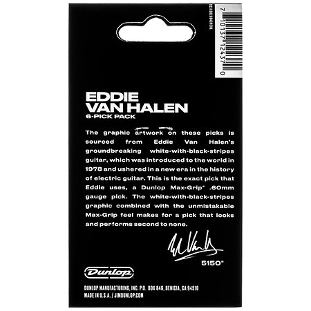 EVHP03 EVH White with Black Stripes Sachet de 6 Dunlop