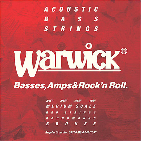 35200 MS4 Red Strings 4 cordes Medium Scale Bronze Acoustic Bass 45-105 Warwick