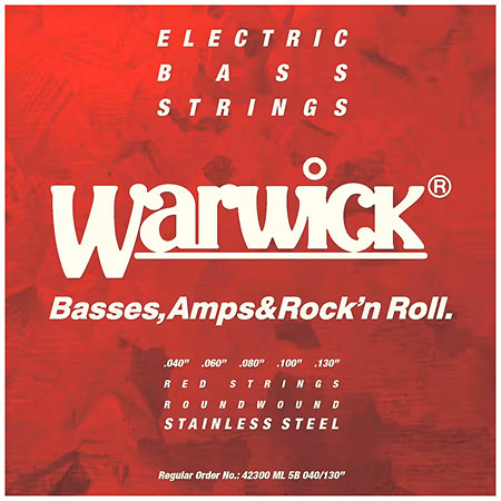 42300 ML5B Red String, 5 cordes Medium Light Low B Stainless Steel Bass 40-130 Warwick