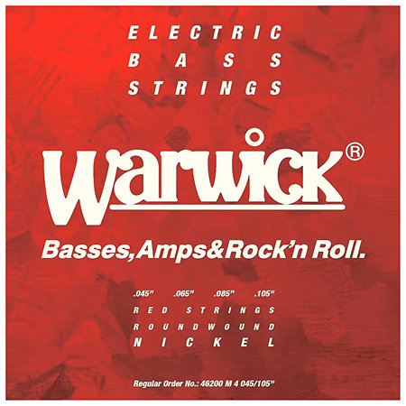 46200 M4 Red String 4 cordes Medium Nickel Plated Steel Bass 45-105 Warwick