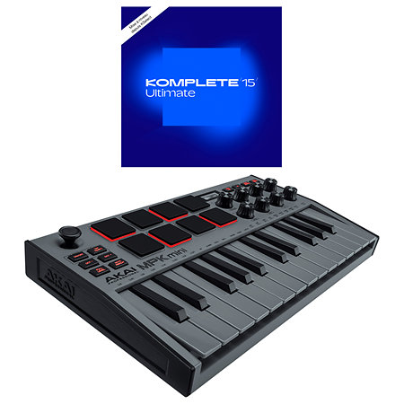 Akai MPK Mini Mk3 Grey + Komplete 15 Ultimate upgrade