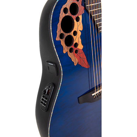 CE44P 8TQ G Guitar Celebrity Elite Plus Mid Cutaway Blue Transparent Quilt Ovation