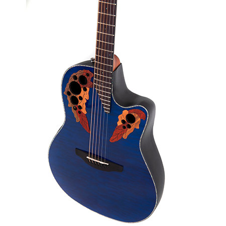 CE44P 8TQ G Guitar Celebrity Elite Plus Mid Cutaway Blue Transparent Quilt Ovation