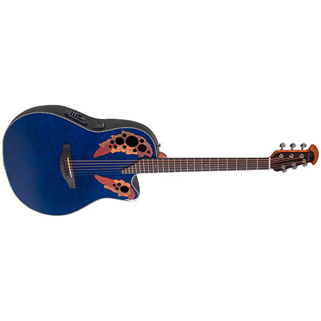 CE44P 8TQ G Guitar Celebrity Elite Plus Mid Cutaway Blue Transparent Quilt Ovation