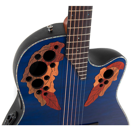 CE44P 8TQ G Guitar Celebrity Elite Plus Mid Cutaway Blue Transparent Quilt Ovation