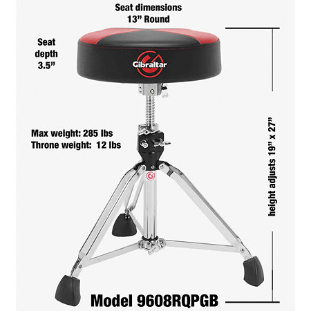 9608RQPRB 9000 Series Siège batteur, Rouge/Noir Gibraltar