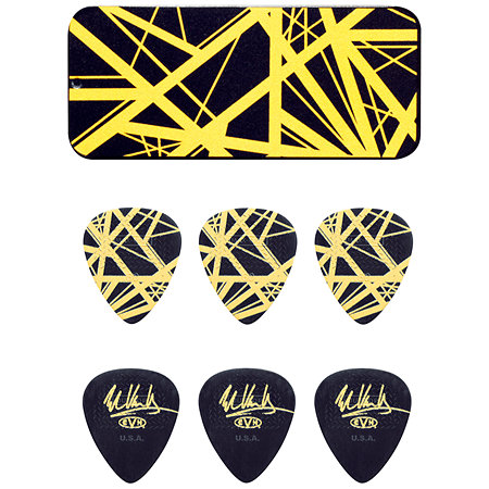 Dunlop EVHPT04 Eddie Van Halen Black and Yellow Boîte de 6