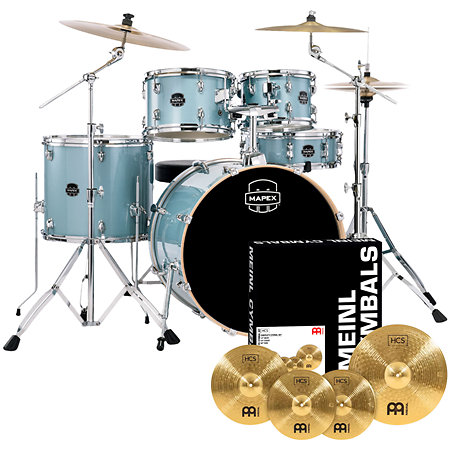 Mapex VE5294FTVJ Venus 22" 5 Fûts Aqua Blue Sparkle + Pack 3 Cymbales