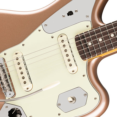 American Professional Classic Jaguar SS RW Faded Firemist Gold + Housse Fender
