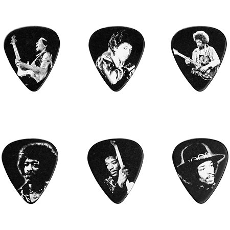 Dunlop JH-PT06M Jimi Hendrix Silver Portrait Medium Boîte de 6