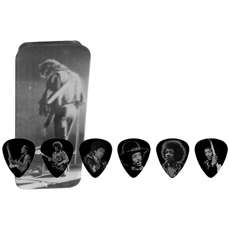 JH-PT06M Jimi Hendrix Silver Portrait Medium Boîte de 6 Dunlop