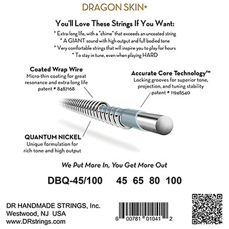Dragon Skin+ Medium 45-100 DR Strings